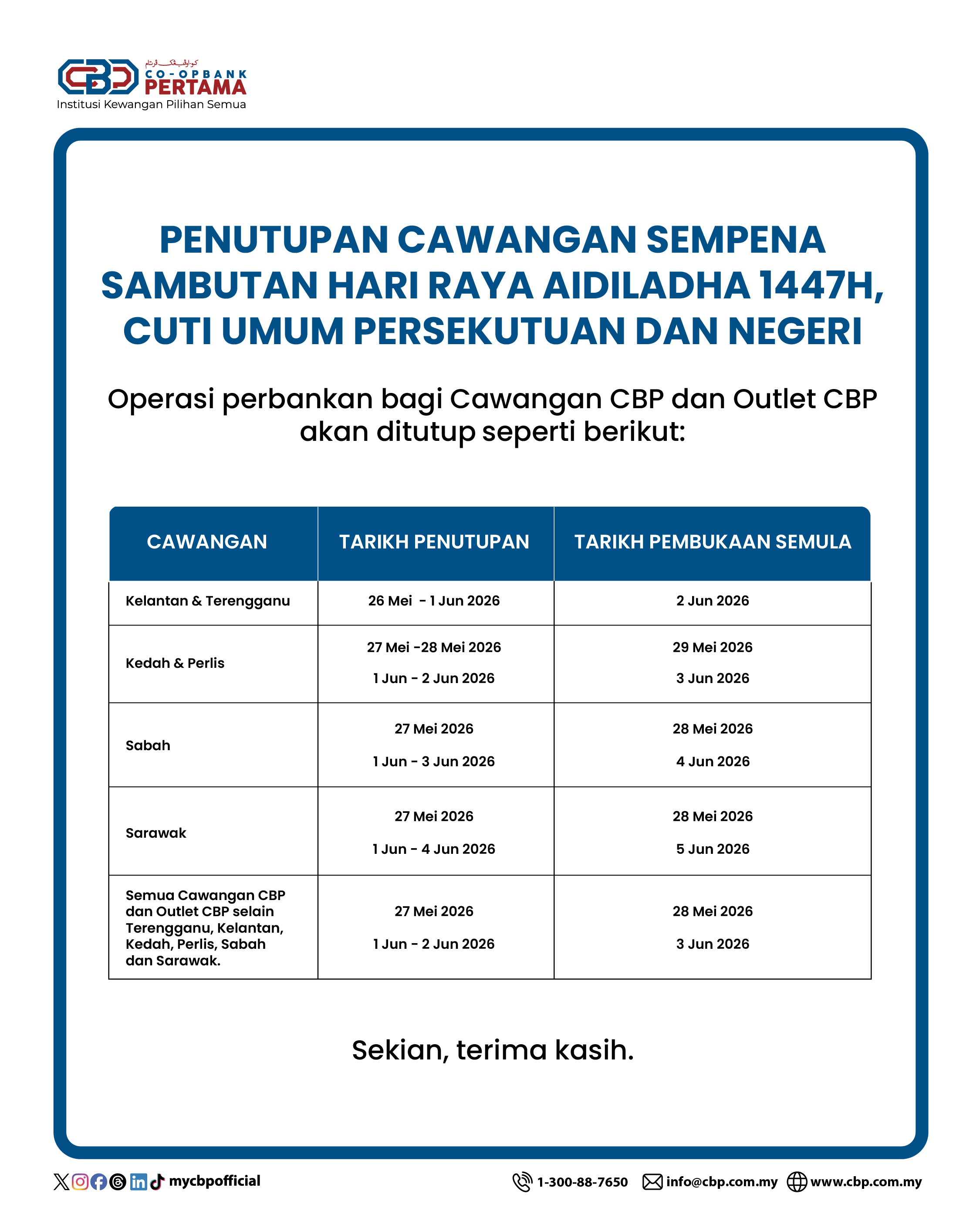 Notis Penutupan Cawangan