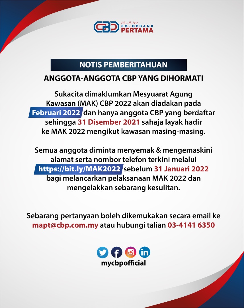 Notis Makluman Kemaskini Maklumat Anggota